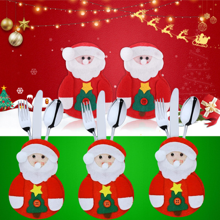ŚWIĄTECZNE Etui Na Sztućce POKROWIEC 12 sztuk Mikołaj DEKORACJE Ozdoby Stół