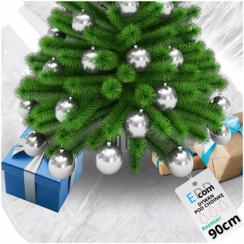 DYWANIK POD CHOINKĘ MATA Biały 90cm Dywan Futerko Okrągły Duży Osłona Biała