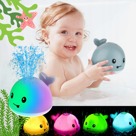 FONTANNA ZABAWKA DO KĄPIELI WODY TRYSKAJĄCY ŚWIECĄCY WIELORYB DLA DZIECI