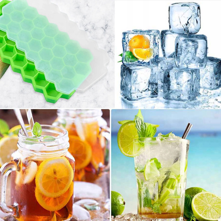 FORMA FOREMKI DO LODU KOSTEK SILIKONOWA FOREMKA NA LÓD KOSTKI Z POKRYWKĄ