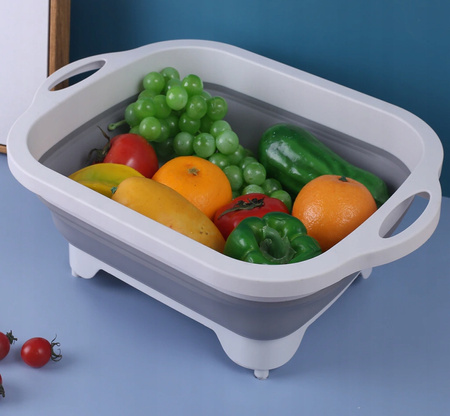 MISKA SKŁADANA SILIKONOWA DESKA DO KROJENIA DUŻA ODPŁYWEM ZLEW TURYSTYCZNY