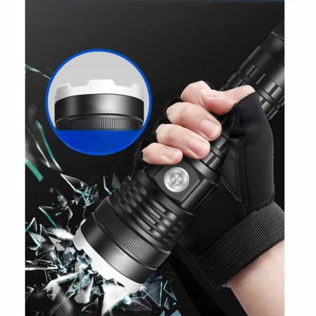 MOCNA LATARKA TAKTYCZNA LED XHP90 ZOOM SZPERACZ AKUMULATOROWA USB PREZENT