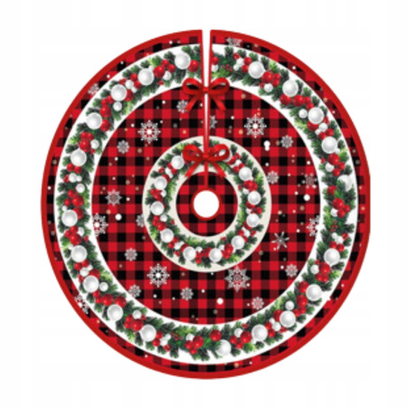 DYWANIK ŚWIĄTECZNY POD CHOINKĘ Pokrowiec MATA 90cm Dywan Futerko Okrągły