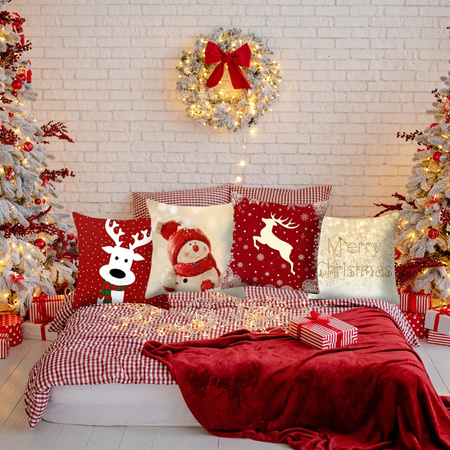 4x POSZEWKI ŚWIĄTECZNE Na Poduszki 45x45 Poszewka Boże Narodzenie Na Jaśki