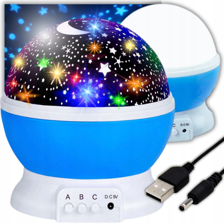 LAMPKA NOCNA PROJEKTOR NIEBA GWIAZD LAMPA OBROTOWA RZUTNIK DLA DZIECI LED