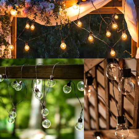 GIRLANDA SOLARNA OGRODOWA ŚWIETLNA 5M 20LED ŻARÓWEK NA BALKON ŁAŃCUCH KULKI