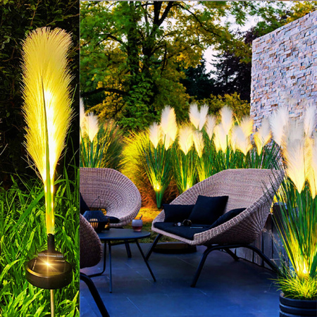 LAMPA OGRODOWA SOLARNA LED TRAWA PAMPASOWA ŚWIETLNA WBIJANA OZDOBA 2 Sztuki