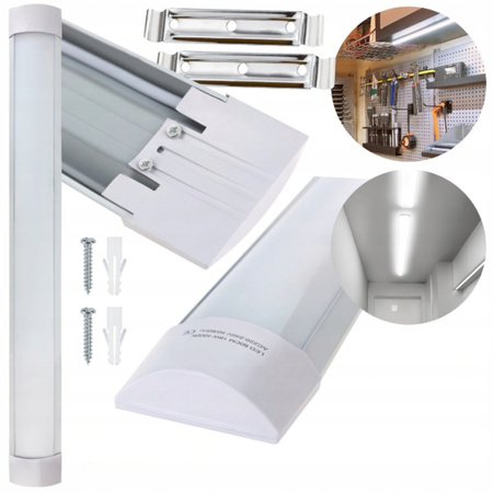 Lampa LED Oprawa Natynkowa 60cm 18W Panel Świetlówka Mocna Aluminium Garażu