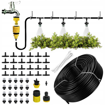 KURTYNA WODNA MGIEŁKA WĄŻ 20m ZRASZACZ OGRÓD KLIMA ZESTAW DO NAWADNIANIA