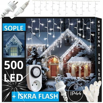 SOPLE 500 LED LAMPKI ZEWNĘTRZNE IP44 STAŁE + FLASH KURTYNA ŚWIETLNA GRUBE