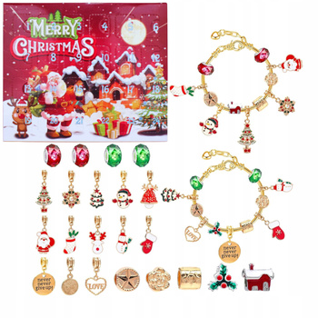 KALENDARZ ADWENTOWY BIŻUTERIA DLA DZIECI BRANSOLETKA DIY PREZENT 24 ZESTAW