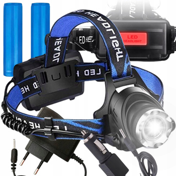 LATARKA CZOŁOWA LED AKUMULATOROWA CZOŁÓWKA MOCNA ZOOM LAMPKA NA GŁOWĘ CREE