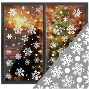 NAKLEJKI ŚWIĄTECZNE OZDOBY NA OKNO SZYBĘ ŚNIEŻYNKI PŁATKI ŚNIEGU ŚWIĘTA XXL