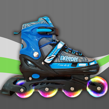 ROLKI Łyżworolki REGULOWANE Świecące KOŁA LED Kauczukowe Kółka Rozm. 35-38