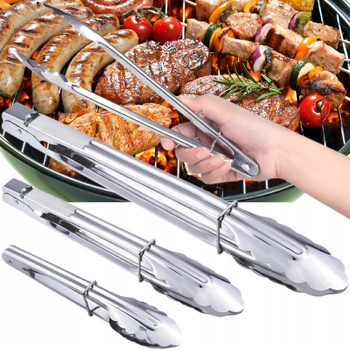 SZCZYPCE KUCHENNE METALOWE DO GRILLA SAŁATEK MIĘSA RUSZTU UNIWERSALNE 3 szt