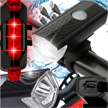 Mocna Lampka ROWEROWA Światło LED Przód Tył Latarka Na ROWER Kierownicę USB