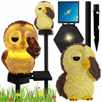 Lampa Solarna Ogrodowa SOWA LED Wodoodporna Wbijana Zewnętrzna Do OGRODU