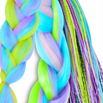 WŁOSY SYNTETYCZNE WARKOCZYKI KOLOROWE OMBRE Doczepiane Do Warkoczyków