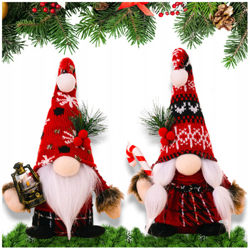 2x SKRZAT ŚWIĄTECZNY KRASNAL GNOM SIEDZĄCY MIKOŁAJ OZDOBA PREZENT NA ŚWIĘTA