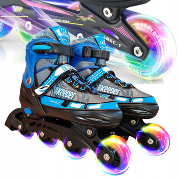ROLKI Łyżworolki REGULOWANE Świecące KOŁA LED Kauczukowe Kółka Rozm. 39-42