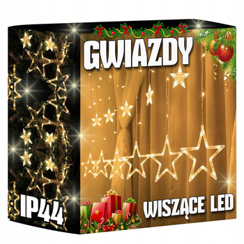 KURTYNA ŚWIETLNA LED GWIAZDKI Lampki Świąteczne Choinkowe Girlanda Na Okno