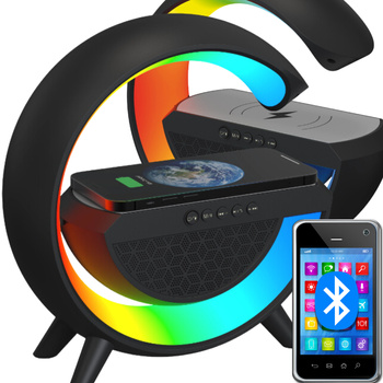 Lampka LED GAMINGOWA RGB Głośnik Ładowarka INDUKCYJNA QI BLUETOOTH RADIO FM