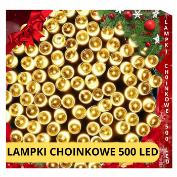 LAMPKI CHOINKOWE 500 LED ZEWNĘTRZNE WEWNĘTRZNE ŚWIATEŁKA STAŁE BIAŁE CIEPŁE