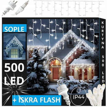 SOPLE 500 LED LAMPKI ZEWNĘTRZNE IP44 STAŁE + FLASH KURTYNA ŚWIETLNA GRUBE