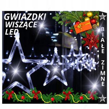 KURTYNA ŚWIETLNA LED GWIAZDKI Lampki Świąteczne Choinkowe Girlanda Na Okno