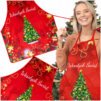 FARTUCH ŚWIĄTECZNY KUCHENNY NA ŚWIĘTA PREZENT FARTUSZEK MIKOŁAJ CHOINKA