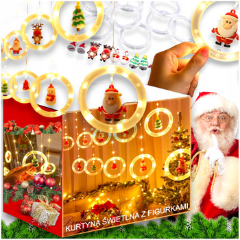 KURTYNA ŚWIETLNA LED GIRLANDA ŚWIĄTECZNA NA OKNO LAMPKI CHOINKOWE SOPLE