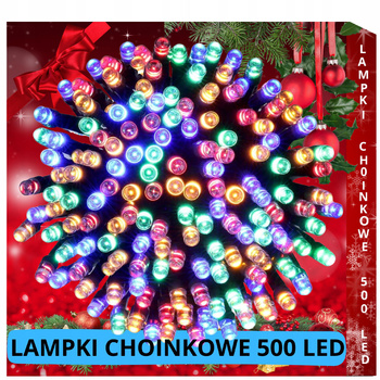 LAMPKI CHOINKOWE 500 LED ZEWNĘTRZNE WEWNĘTRZNE MULTIKOLOR NA CHOINKĘ STAŁE