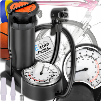 POMPKA ROWEROWA SAMOCHODOWA Z MANOMETREM DO ROWERU PIŁEK RĘCZNA BALONÓW