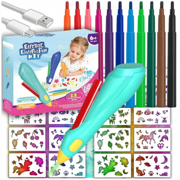 DŁUGOPIS 3D MAGICZNY PEN DLA DZIECI DO MALOWANIA ZESTAW SZABLONY PREZENT