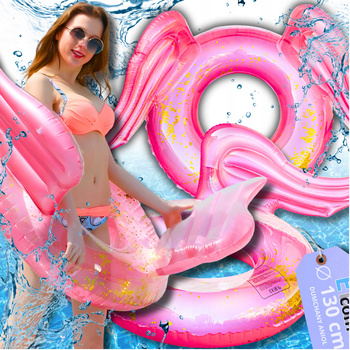 KOŁO DMUCHANE MATERAC Z BROKATEM KÓŁKO DO PŁYWANIA PLAŻOWE DUŻE XXXL 130CM