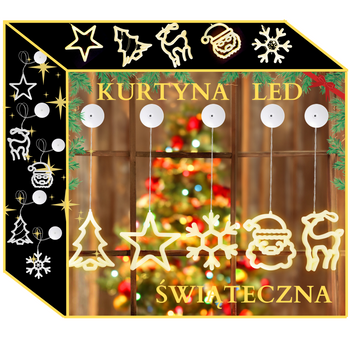KURTYNA ŚWIETLNA LED GWIAZDKI Lampki Świąteczne Choinkowe Girlanda Na Okno