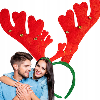 ROGI RENIFERA OPASKA NA GŁOWĘ Z DZWONECZKAMI ŚWIĘTA MIKOŁAJ ŚWIĄTECZNA