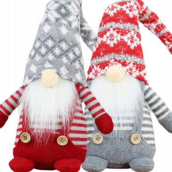 SKRZAT KRASNAL ŚWIĄTECZNY DUŻY MIKOŁAJ GNOM STOJĄCY PREZENT ZESTAW 2 SZTUKI