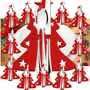 ŚWIĄTECZNE Etui Na Sztućce POKROWIEC 12 sztuk Choinka DEKORACJE Ozdoby Stół