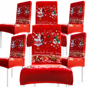 6x POKROWIEC ŚWIĄTECZNY NA KRZESŁO ELASTYCZNY BOŻE NARODZENIE NA ŚWIĘTA