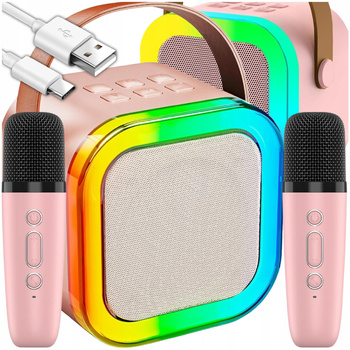 BEZPRZEWODOWY ZESTAW DO KARAOKE BLUETOOTH + GŁOŚNIK 2x MIKROFON DLA DZIECI