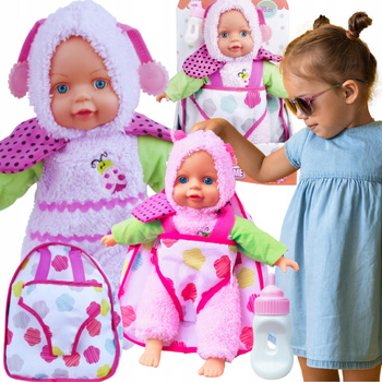 LALKA BOBAS JAK ŻYWA DUŻA MIĘKKA PREZENT UBRANKA BUTELKA Z AKCESORIAMI BABY