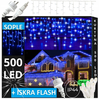 SOPLE 500 LED LAMPKI ZEWNĘTRZNE IP44 STAŁE + FLASH KURTYNA ŚWIETLNA BIAŁE