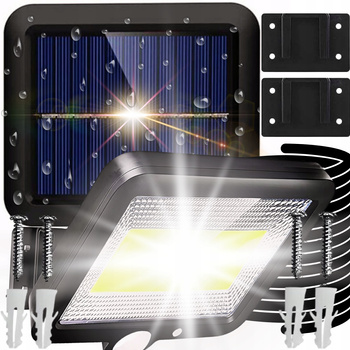 LAMPA SOLARNA LED LATARNIA ULICZNA OGRODOWA CZUJNIK RUCHU ZMIERZCHU PILOT
