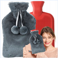 Duży Termofor Gumowy w Pokrowcu Ogrzewacz Pluszowy w Sweterku na Wodę XXL