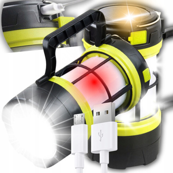 MOCNA LATARKA TURYSTYCZNA LED KEMPINGOWA LAMPA PODRĘCZNA UCHWYT POWERBANK