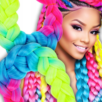 WŁOSY SYNTETYCZNE WARKOCZYKI KOLOROWE OMBRE Doczepiane Do Warkoczyków