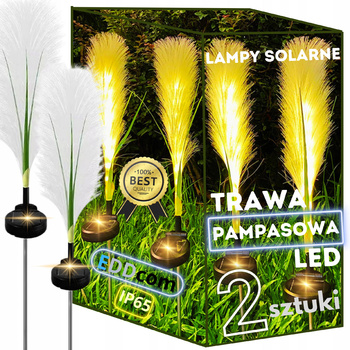 LAMPA OGRODOWA SOLARNA LED TRAWA PAMPASOWA ŚWIETLNA WBIJANA OZDOBA 2 Sztuki