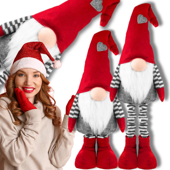 SKRZAT KRASNAL ŚWIĄTECZNY NOGI TELESKOPOWE STOJĄCY GNOM MIKOŁAJ DUŻY XXL