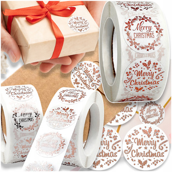 Naklejki Świąteczne Samoprzylepne na Prezenty Święta Ozdoby Mikołaj ZIMOWE